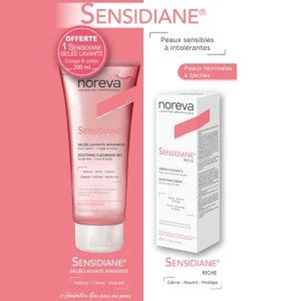 🎁 pack 🎁 – noreva – sensidiane duo pack  » creme apaisante riche 40ml+gel lavante 200ml «