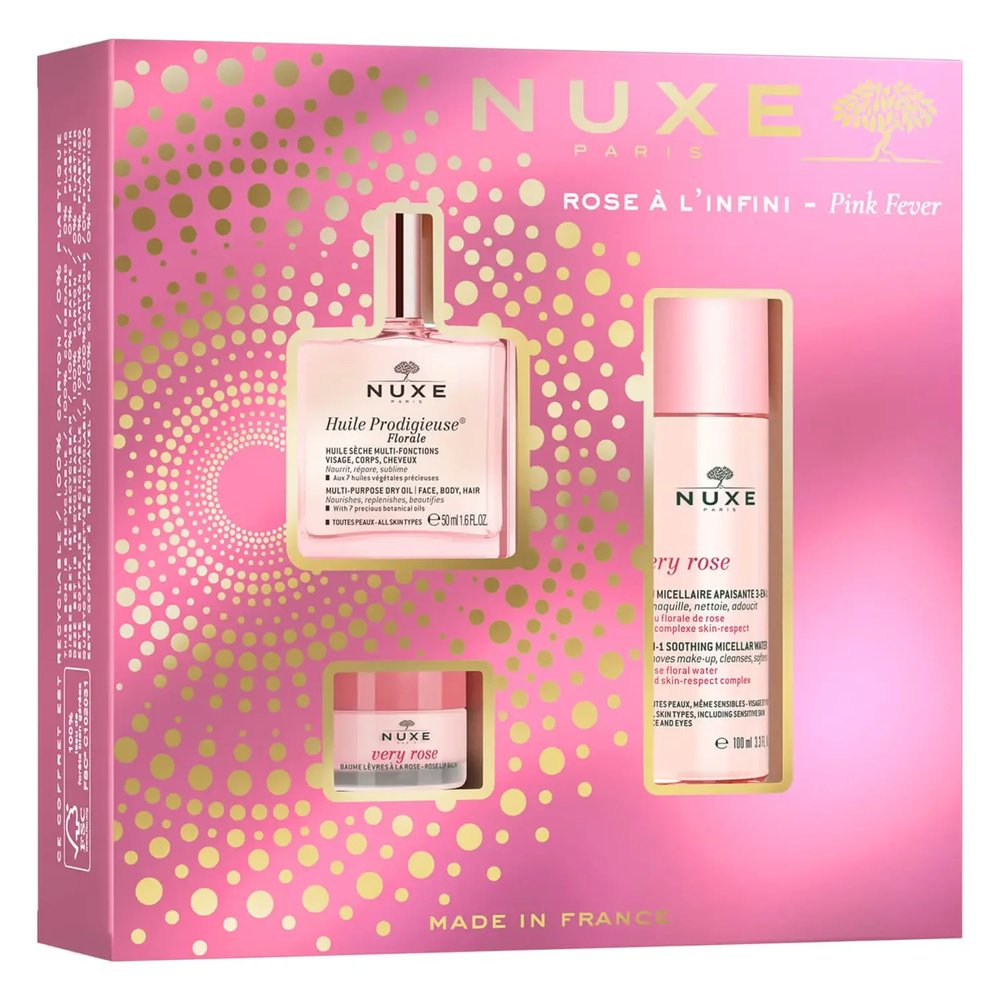 🎁 pack 🎁 – nuxe – very rose coffret  » huile prodigieuse florale+eau mice+levres »