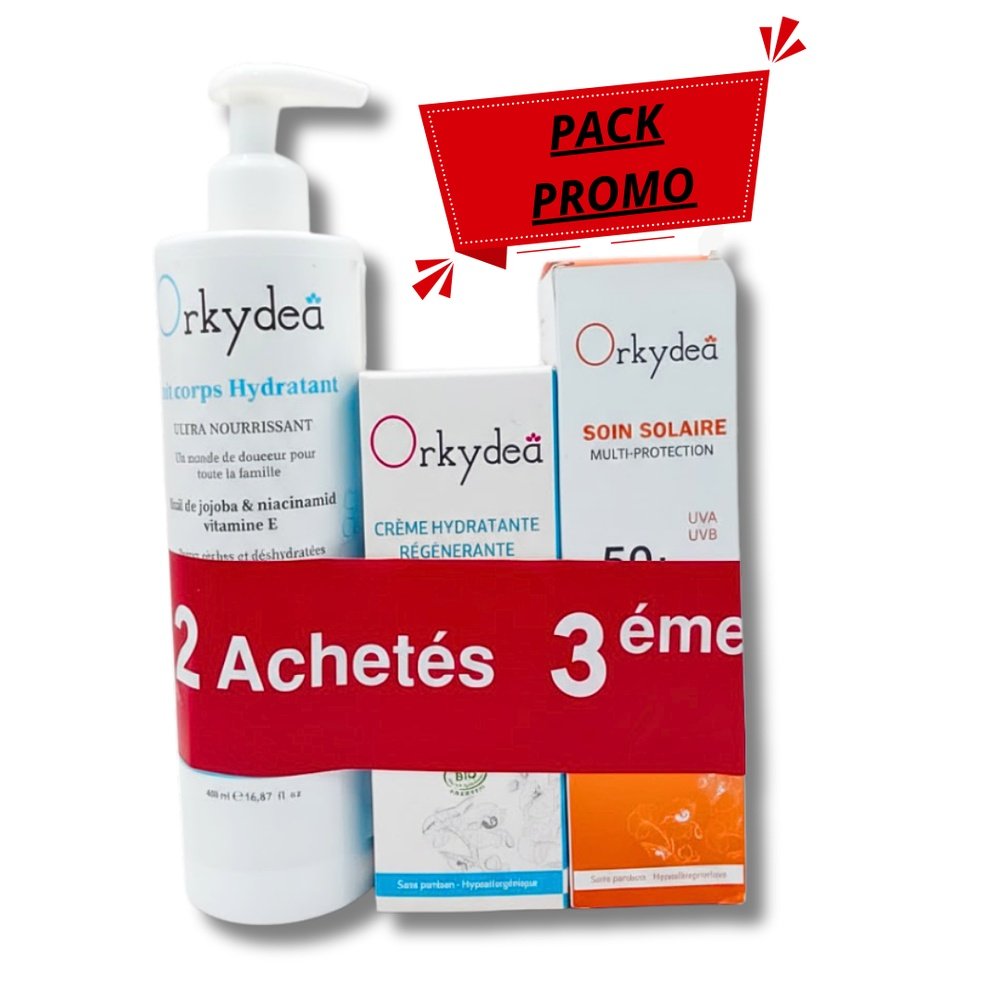 🎁 pack 🎁 – orkydea – duo pack lait corps hydrat+ecran solaire+creme hydratant
