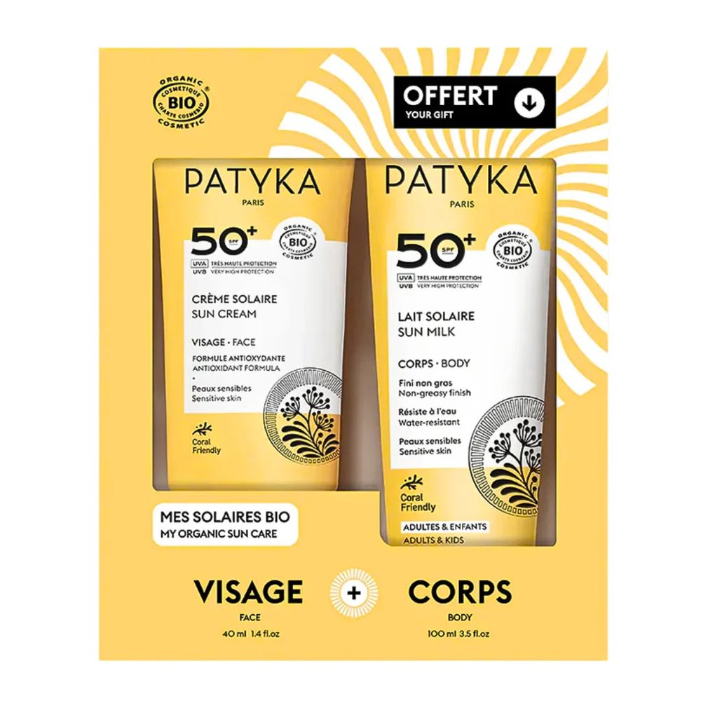 🎁 pack 🎁 – patyka – coffret « creme solaire visage spf50+lait solaire corps spf50 »