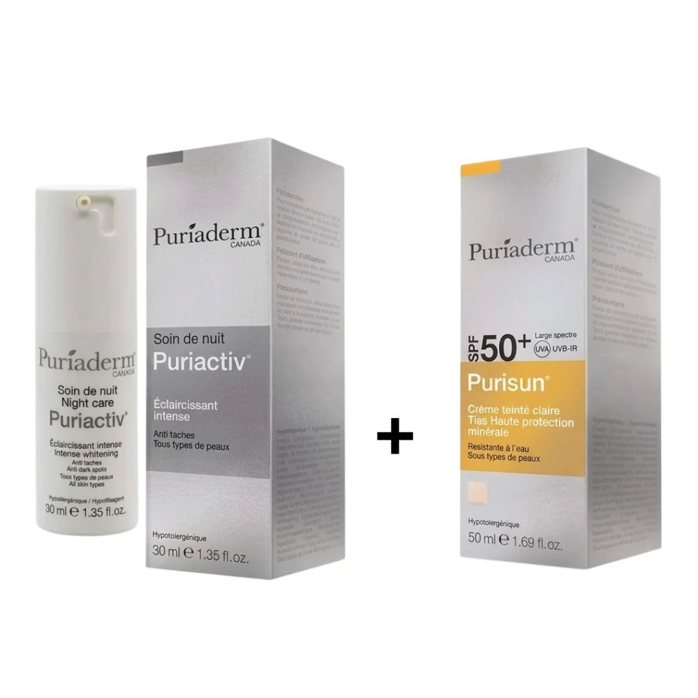 🎁 pack 🎁 – puriaderm – puriactiv soin nuit + ecran teinte claire spf50+ pack