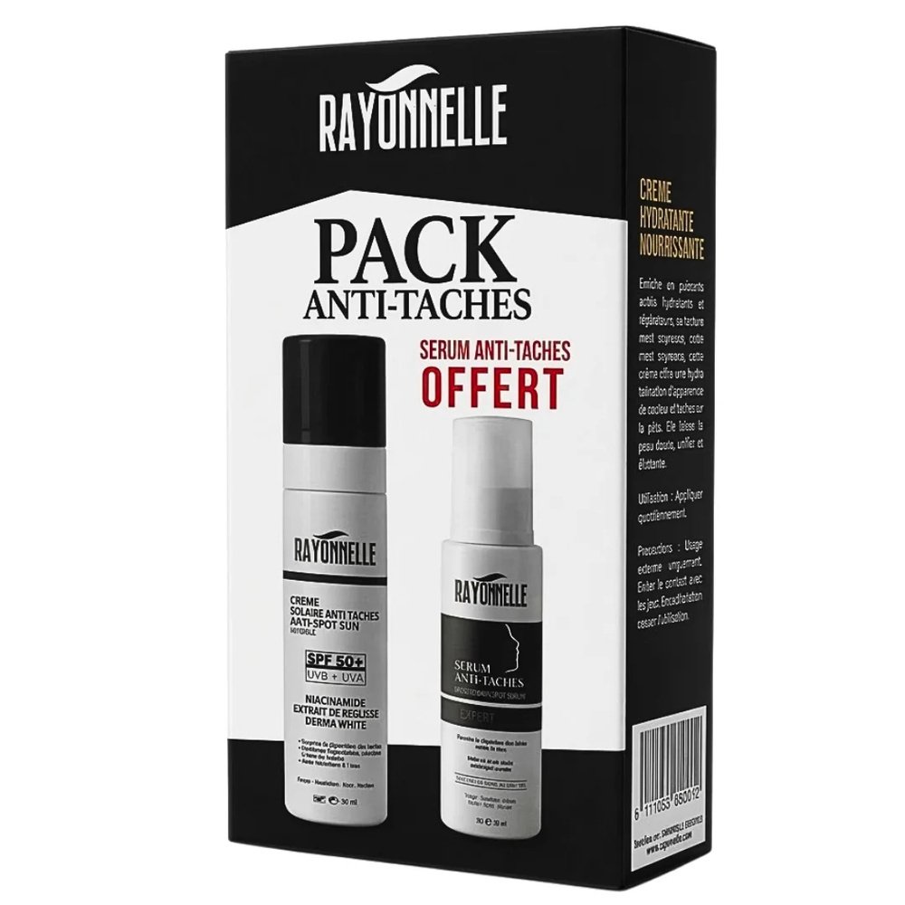 🎁 pack 🎁 – rayonnelle – « creme solaire 50ml+serum anti tache 30ml » pack