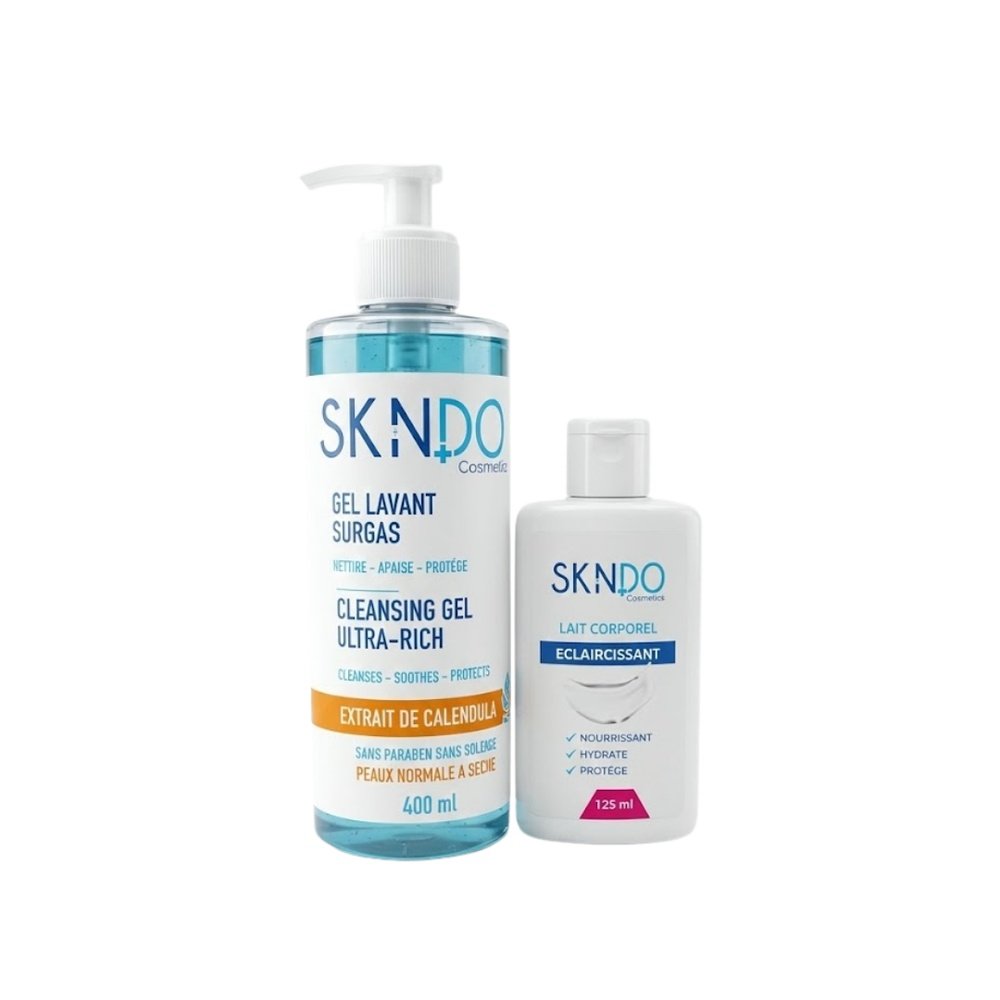 🎁 pack 🎁 – skindo – duo pack gel lavant surgras pns 400ml+lait corporel – 125ml