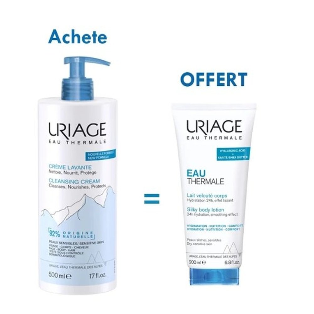 🎁 pack 🎁 – uriage – eau thermale duo pack cr lavante 500ml+lait veloute – 200ml