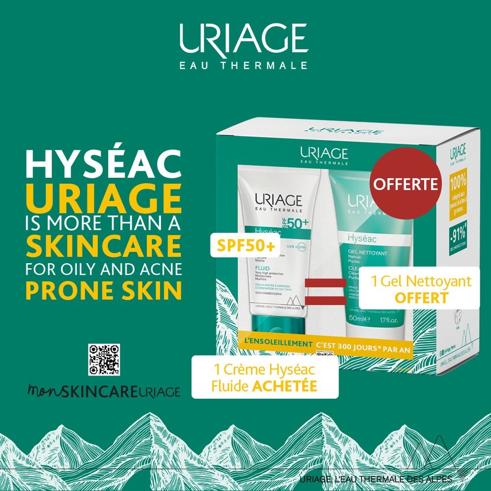 🎁 pack 🎁 – uriage – hyseac spf50 50ml+hyseac gel nett 50ml pack