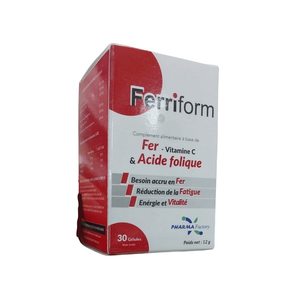 pharma factory – ferriform fer et acide folique – 30gelules