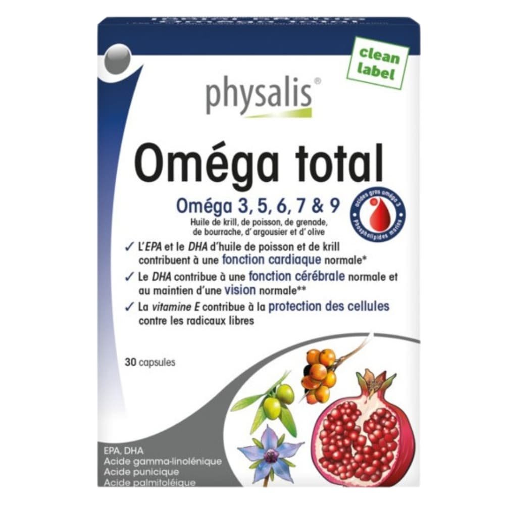 physalis – omega total omega 3, 5, 6, 7 et 9 – 30 capsules