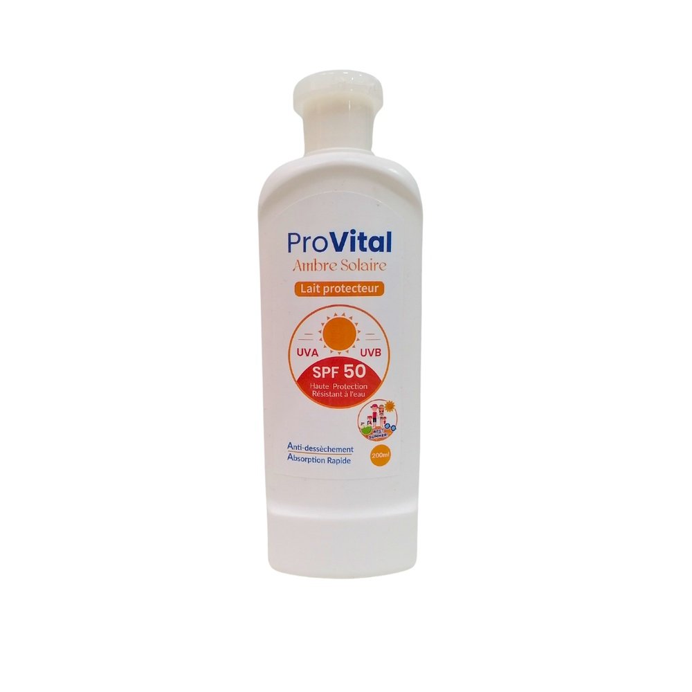 pro vital – ambre solaire lait protecteur spf50 – 200ml