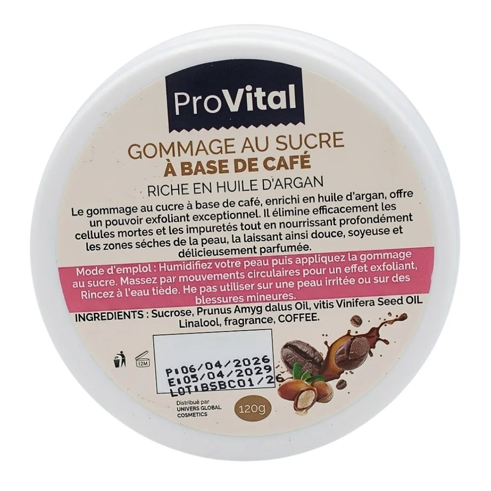 pro vital – gommage au sucre a base de cafe – 120g
