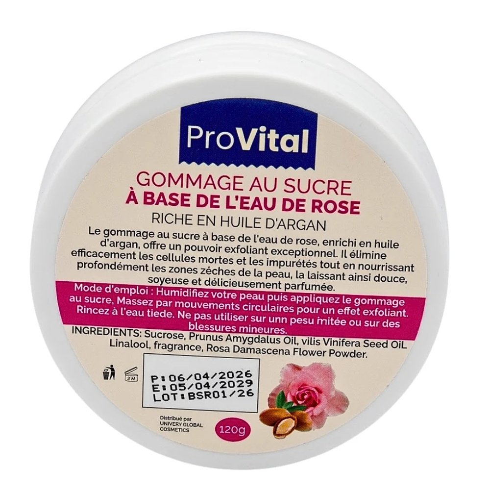 pro vital – gommage au sucre a base de l’eau de rose – 120g