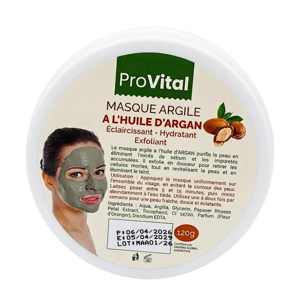 pro vital – masque argile a l’huile d’argan – 120g