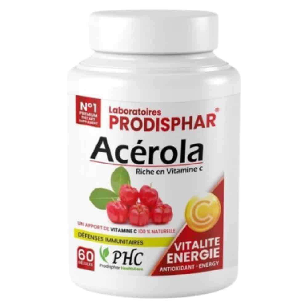 prodisphar – vitalite et energie acerola riche en vitamince c – 60 gelules