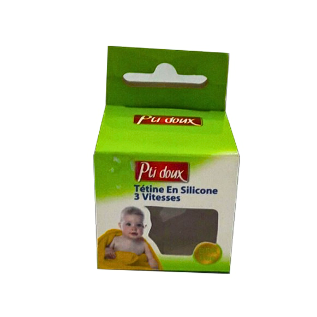 pti doux – tetine large 3 vitesses en silicone
