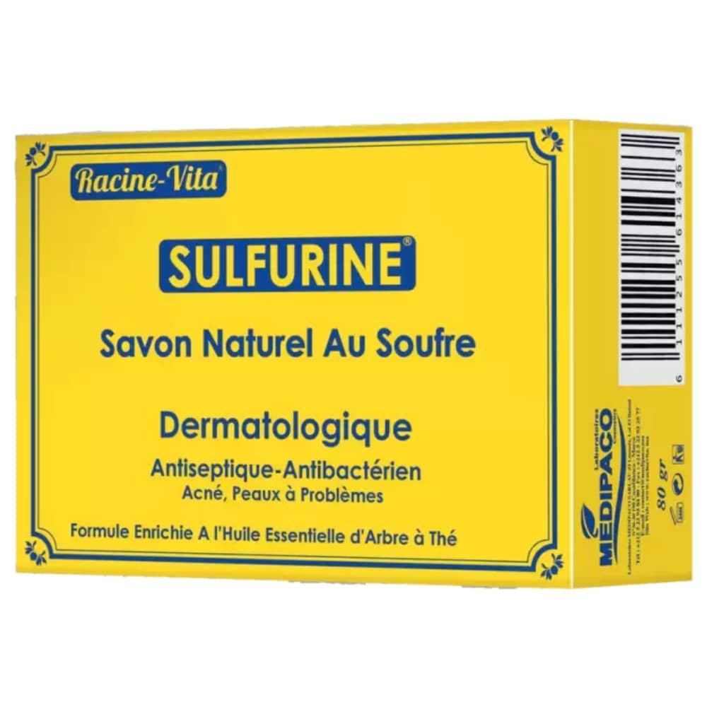 racine vita – sulfurine savon dermatologique naturel au soufre – 80g