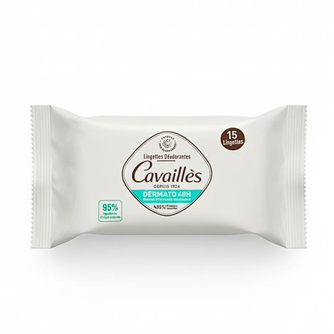 cavailles – lingettes deodorantes dermato 48h – 15u