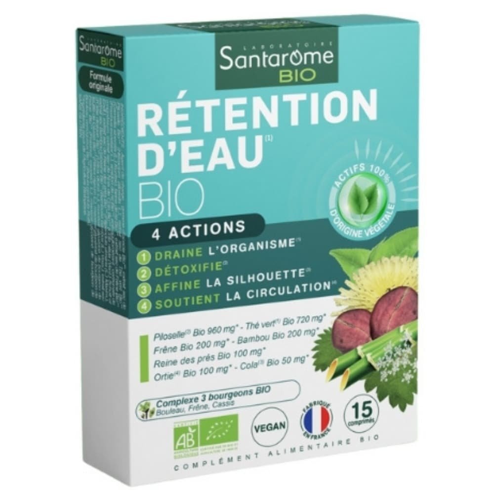 santarome – bio retention d’eau 4 actions – 15 comprimes