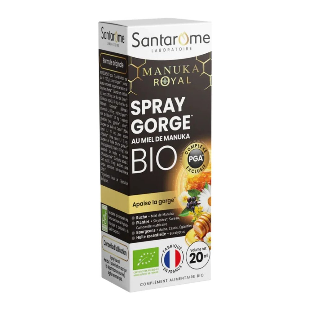santarome – spray gorge au miel de manuka – 20ml