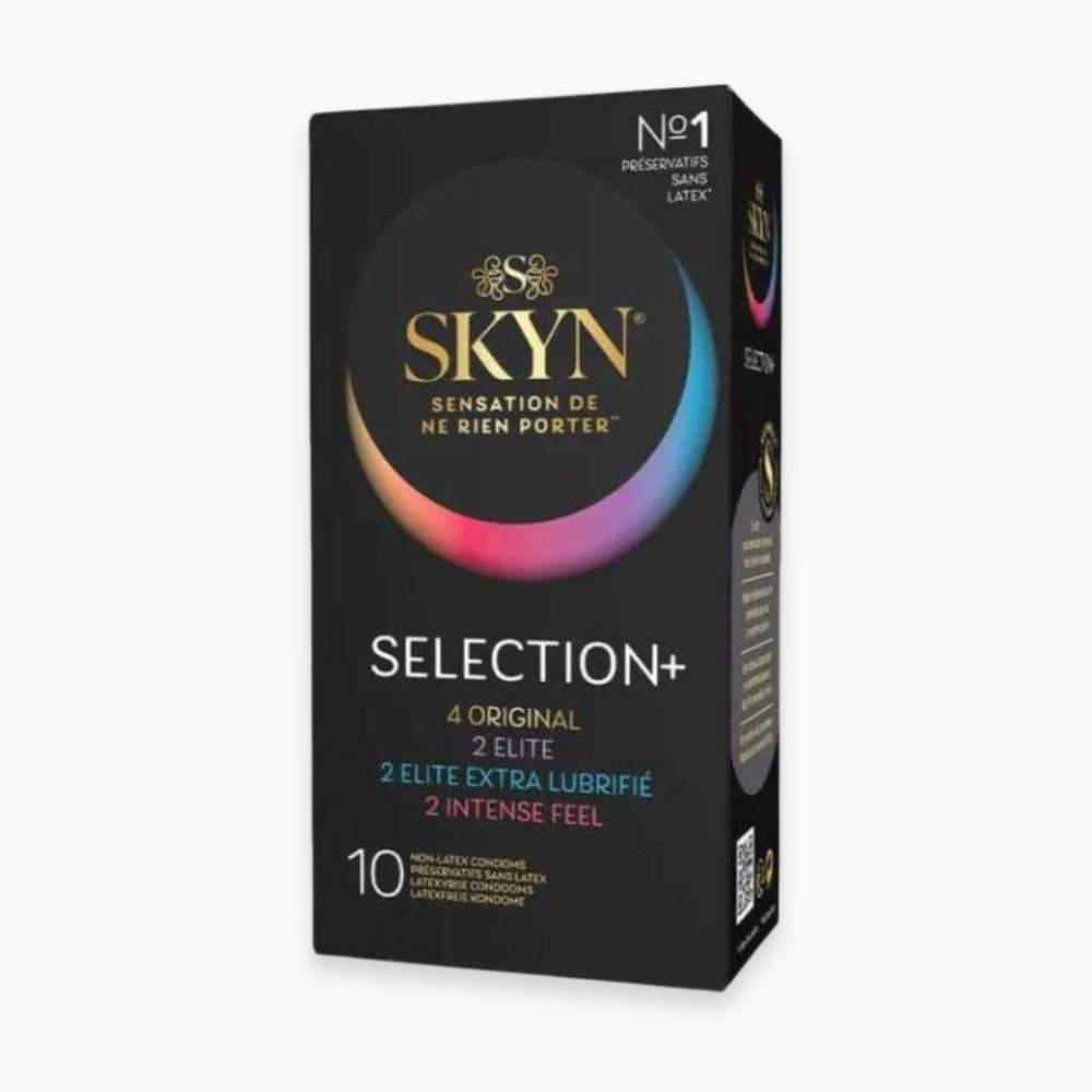 skyn – preservatif selection (original, intense feel, elite et extra lubrifie) – 10u