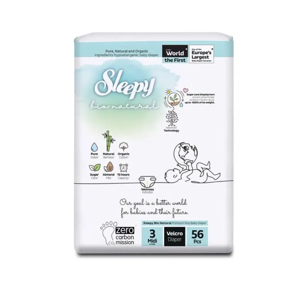 sleepy – bio natural culottestaille 3 midi 4 9kg/ – 56pcs
