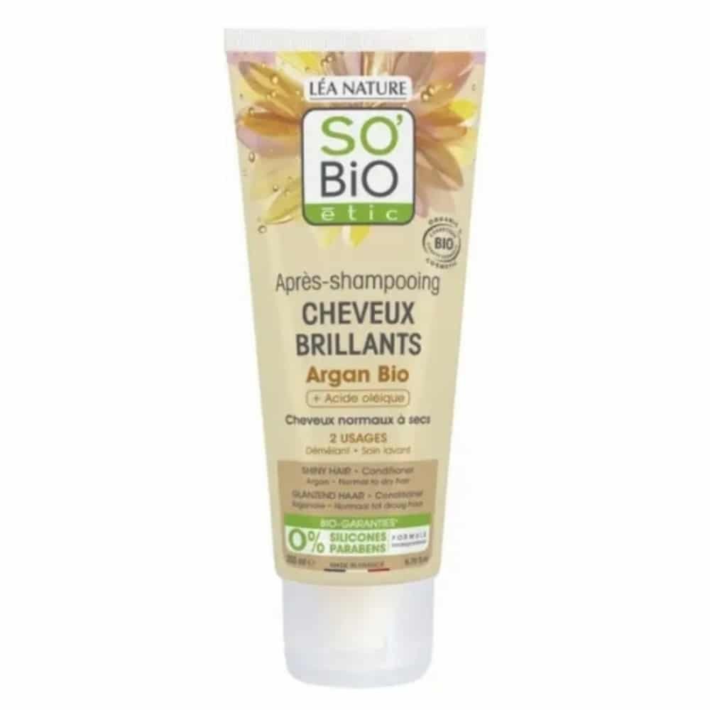 so bio – apres shampoing cheveux brillants argan et acide oleique bio – 200ml
