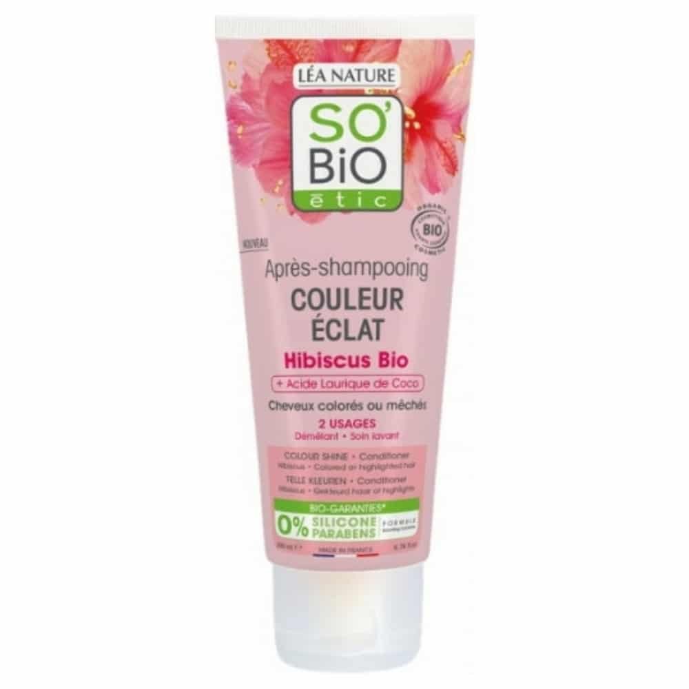 so bio – apres shampoing couleur eclat hibiscus bio et acide laurique de coco bio – 200ml