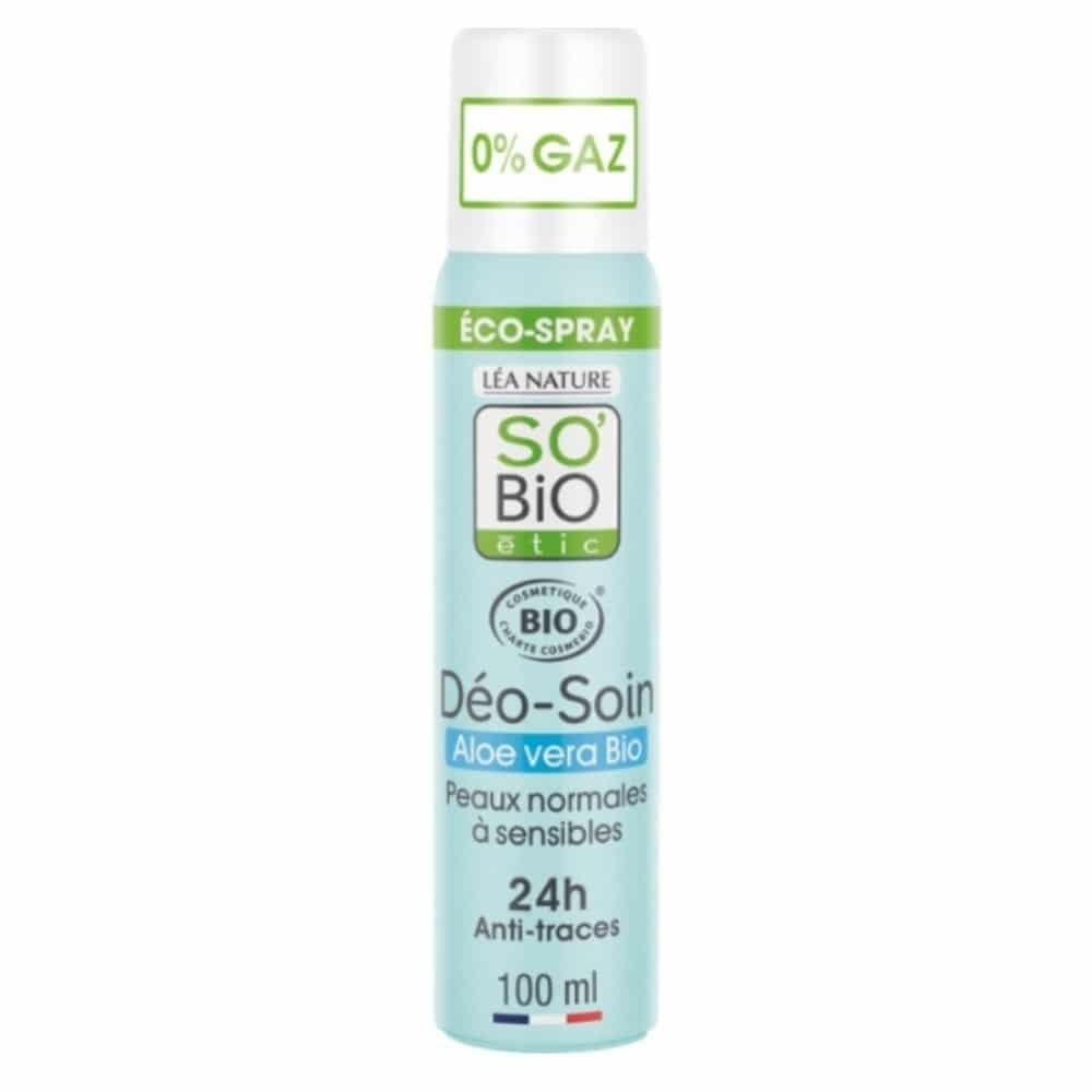 so bio – deo soin deodorant eco spray aloe vera anti traces peau normale a sensible 24h bio – 100ml