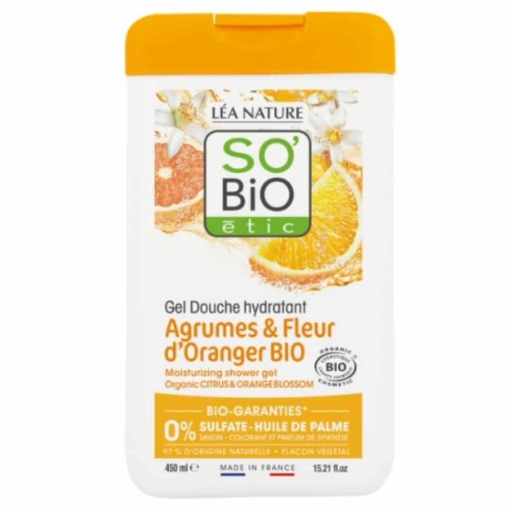 so bio – gel douche hydratant agrumes et fleur d’oranger bio – 450ml