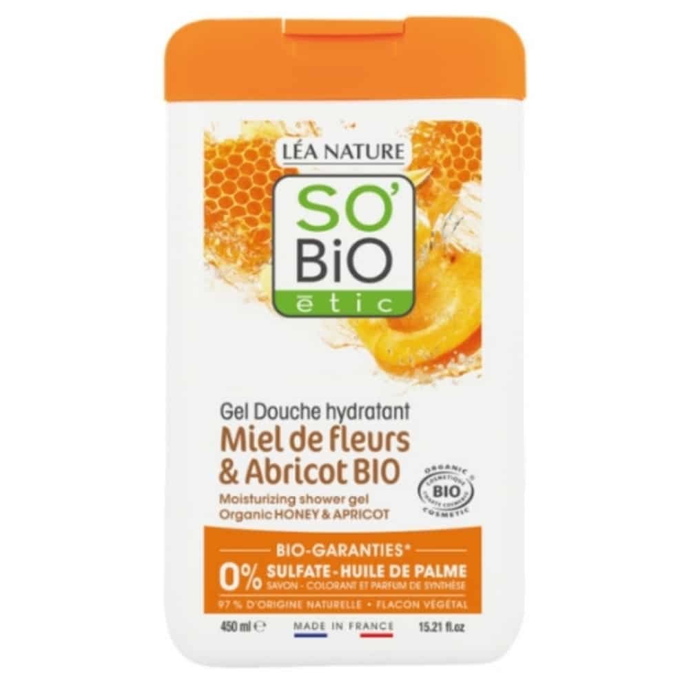so bio – gel douche hydratant miel de fleurs et abricot bio – 450ml