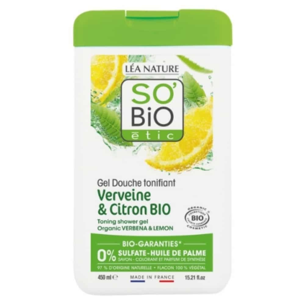 so bio – gel douche tonifiant verveine et citron bio – 450ml