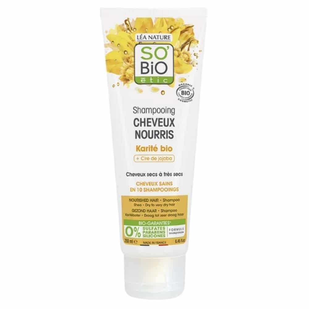 so bio – shampoing cheveux nourris karite et cire de jojoba bio – 250ml
