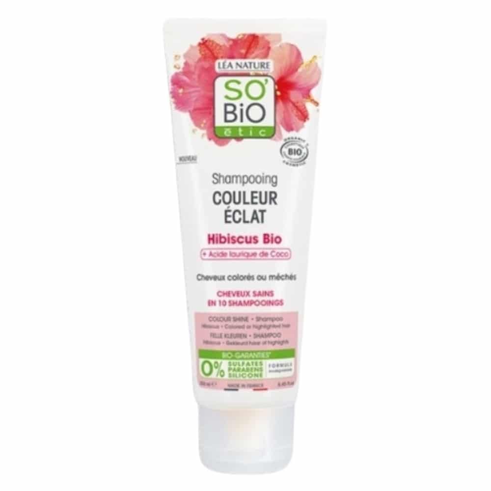 so bio – shampoing couleur eclat hibiscus et acide laurique de coco bio – 250ml
