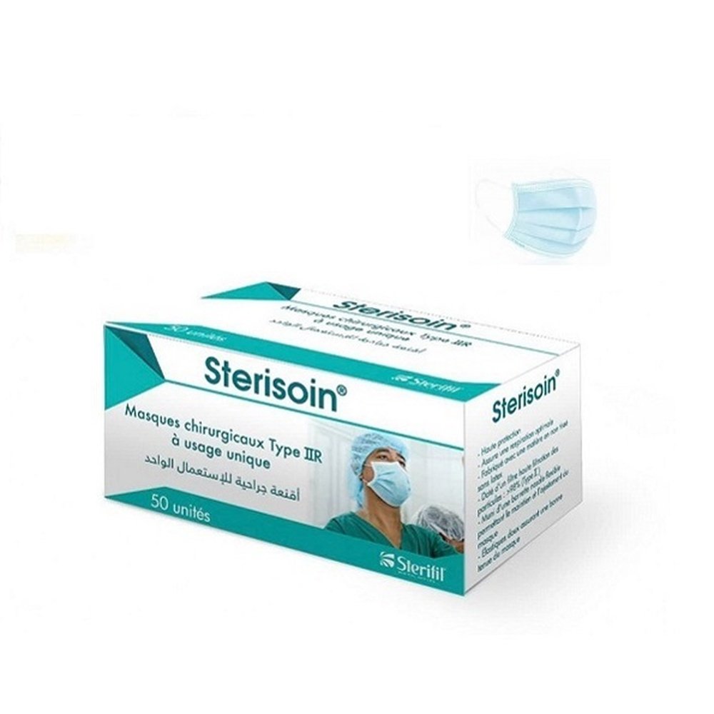 urgo – sterisoin – masque chirugicaux bleu – 50pcs