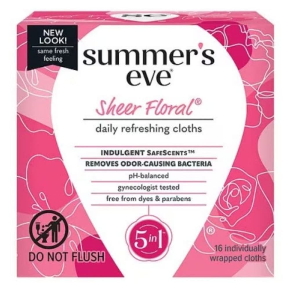 summer’s – eve sheer floral lingettes nettoyantes florales 5en1 – 16u