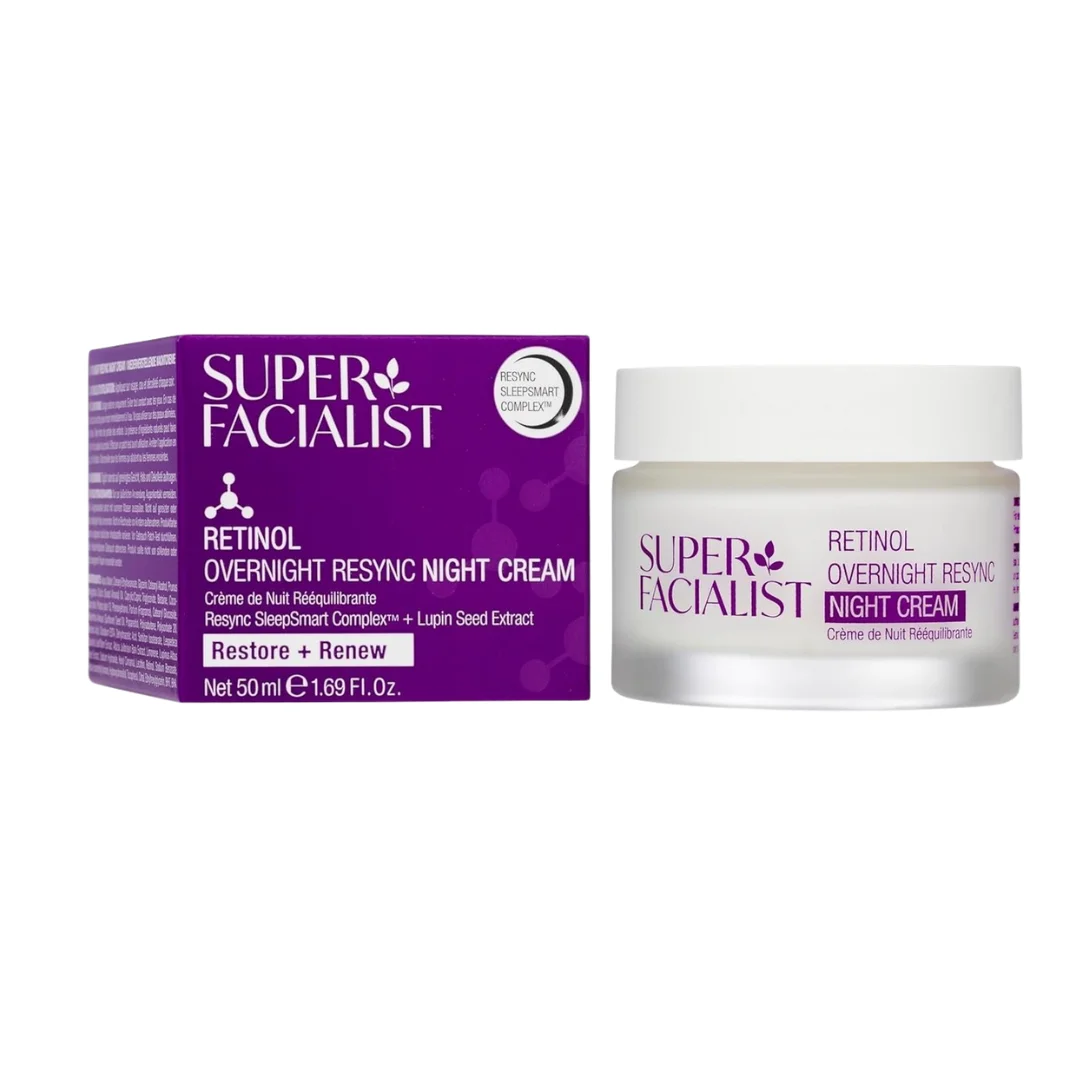super facialist – retinol+ renew overnight resync night cream – 50ml