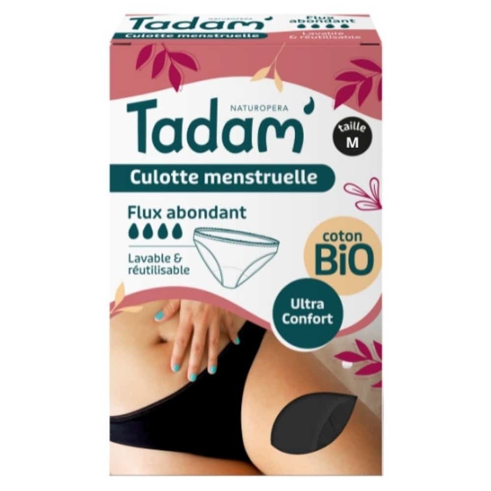 tadam’ – culotte menstruelle lavable et reutilisable ultra confort flux abondant – taille m – bio – 1u