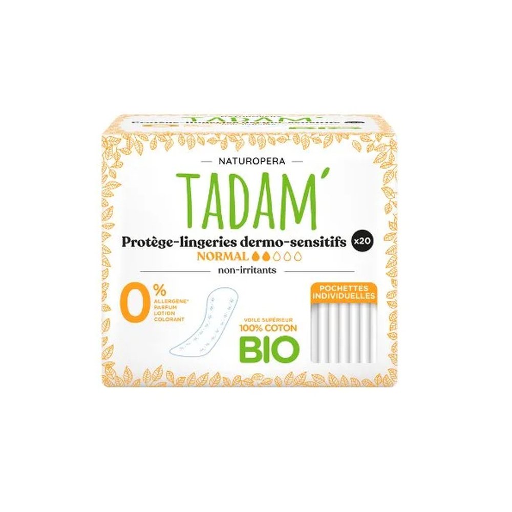 tadam – protege slip coton bio normal – 20unite
