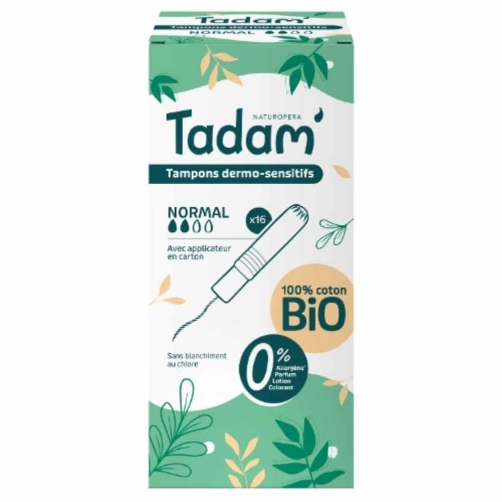 tadam’ – tampons dermo sensitifs avec applicateur – normal – bio – 16u