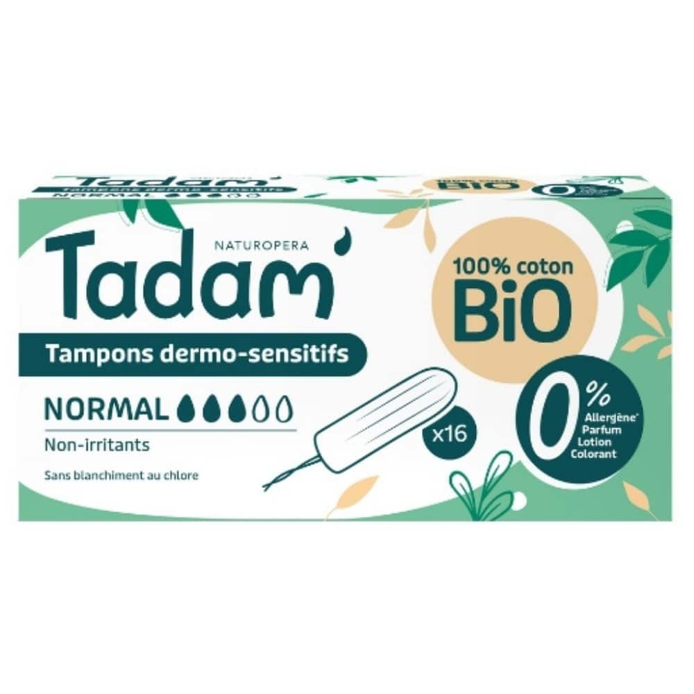 tadam’ – tampons dermo sensitifs non irritants – normal – bio – 16u