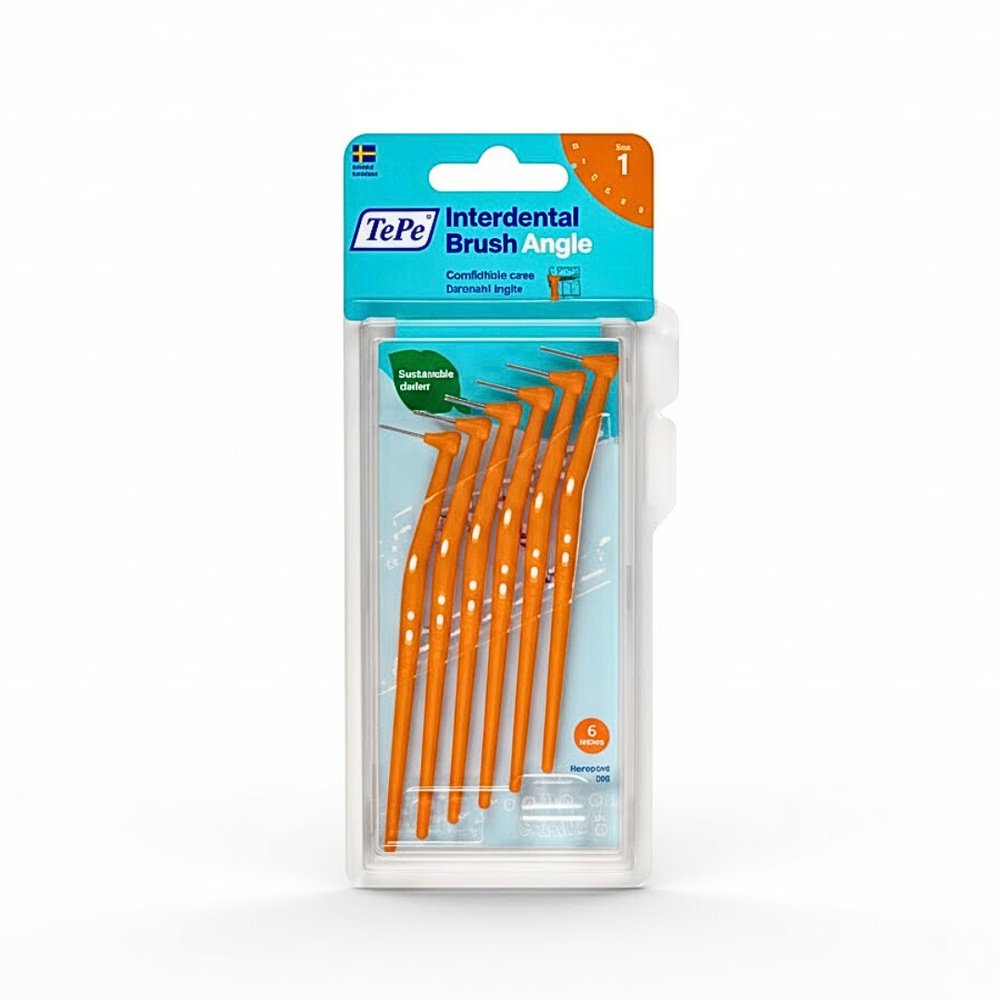 tepe – interdental brush dents angle orange 0.45mm taille 1 – 6u