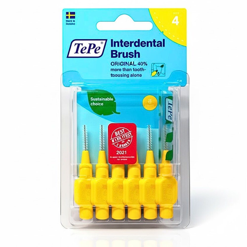 tepe – interdental brush original jaune 0.7mm taille 4 – 6u