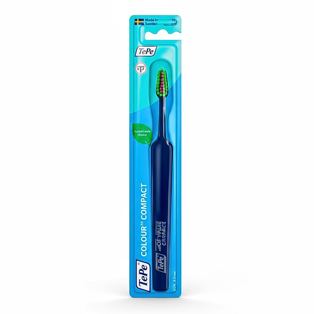 tepe – tepe brosse a dents colour compact bleu fonce extra soft – 1u