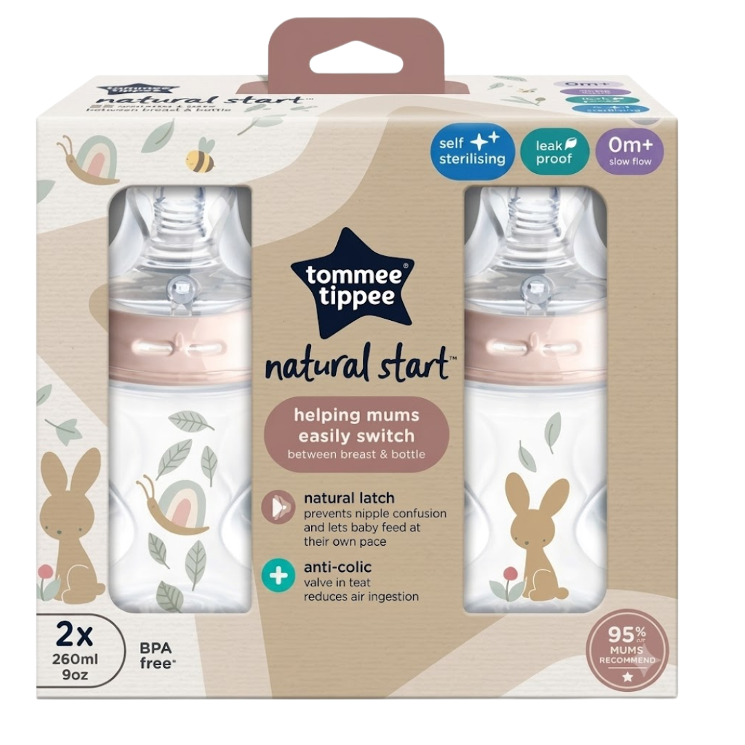 tommee tippee – 2 biberon natural start 260ml decor fille ref 42255006