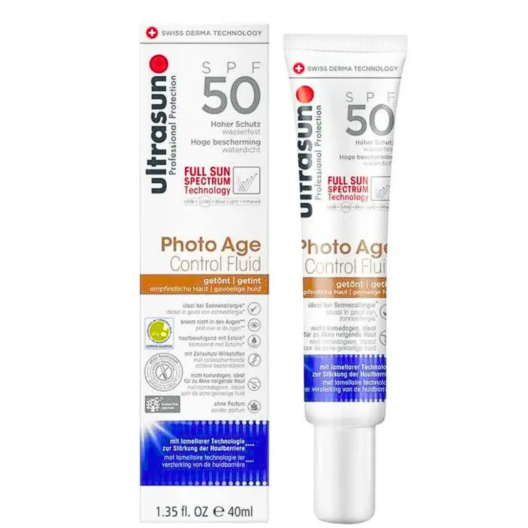 ultrasun – photo age controle fluide teinte spf50 – 40ml