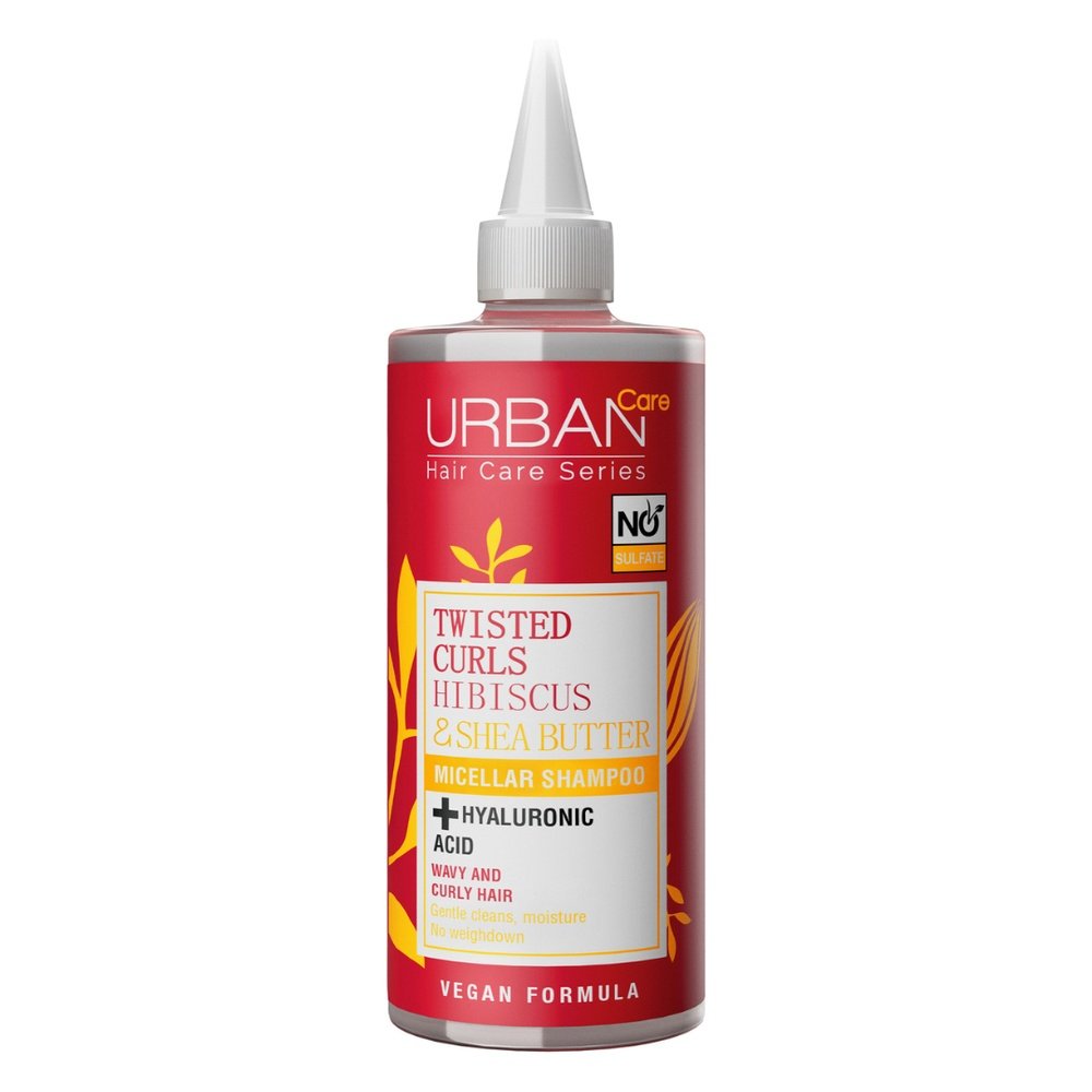 urban care – twisted curls hibiscus et shea butter micellar shampoo – 340ml