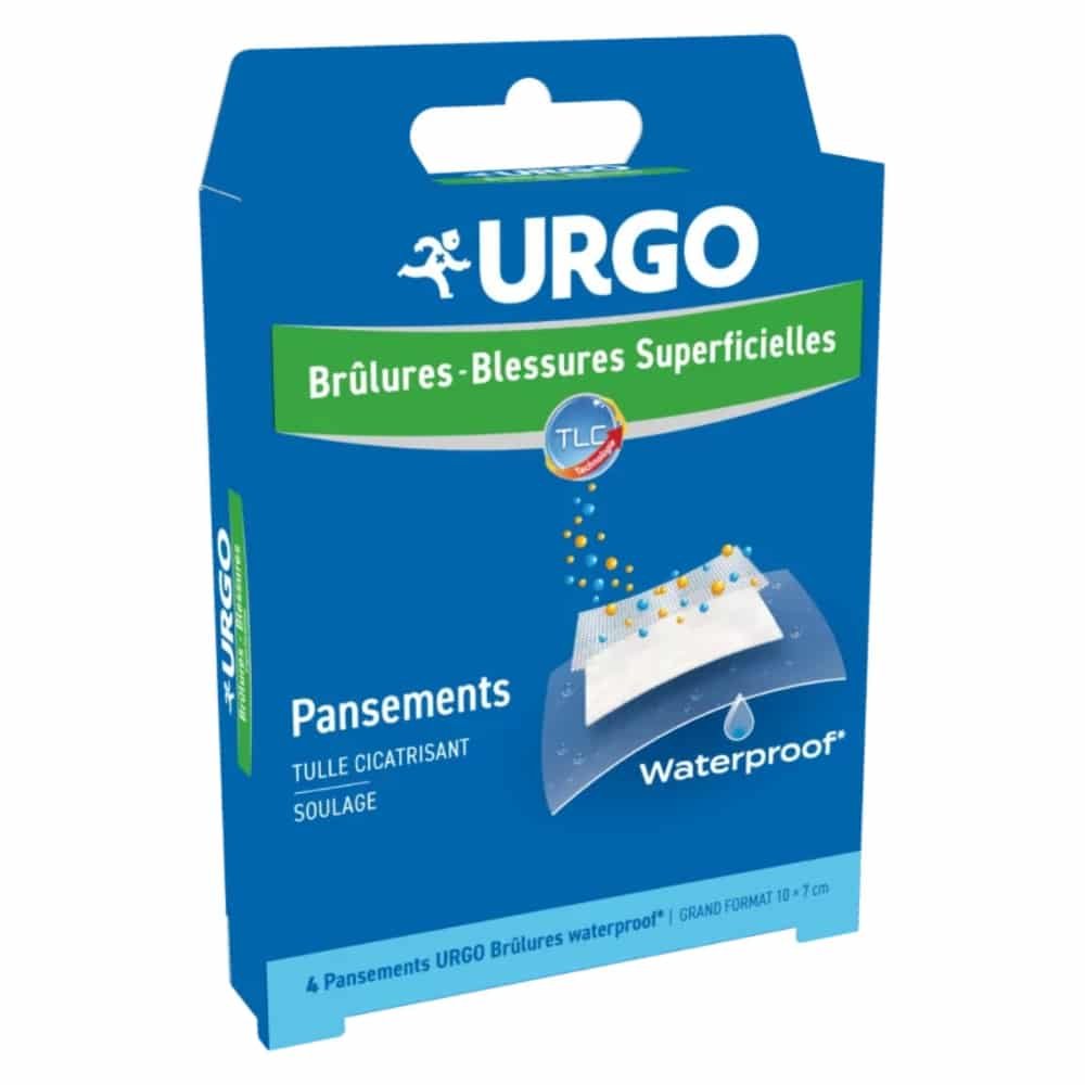 urgo – pansement brulures et blessures superficielles resistant a l’eau 10x7cm – 4u