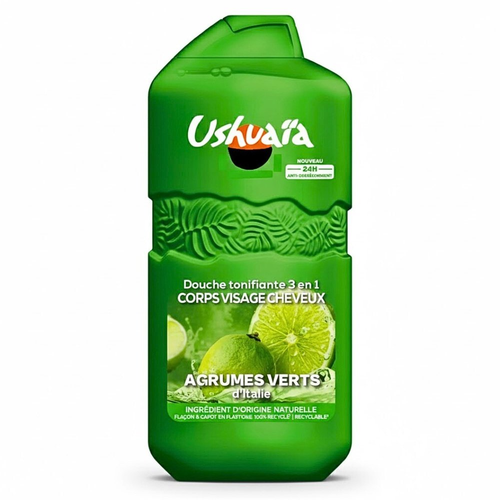 ushuaia – douche tonifiante 3en1 agrumes verts – 280ml
