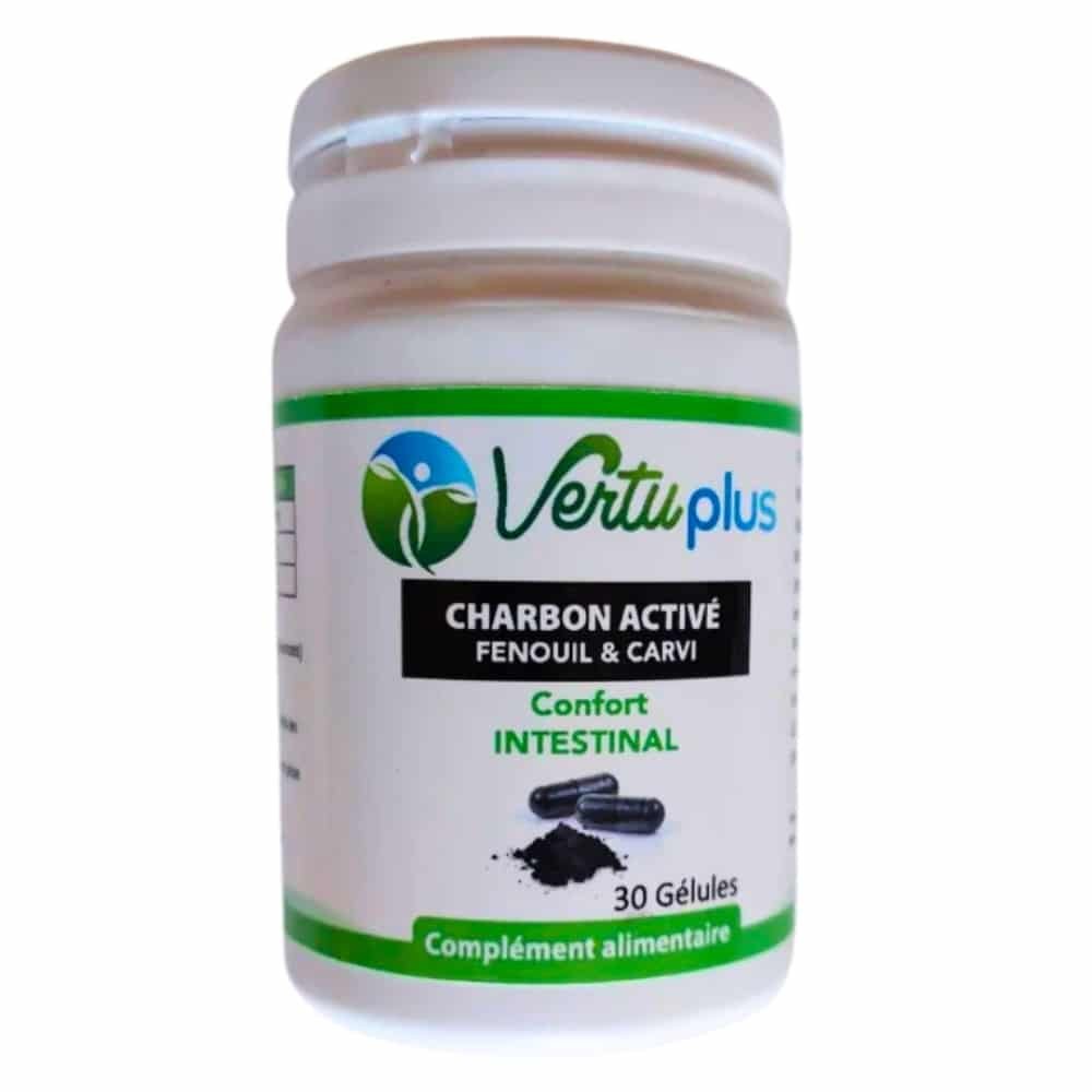vertuplus – charbon active fenouil et carvi confort intestinal – 30 gelules