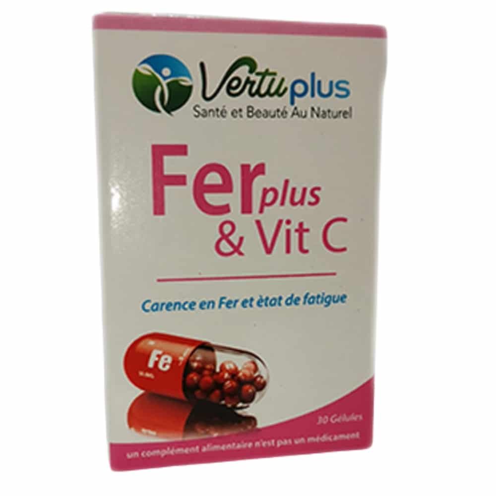 vertuplus – ferplus et vit c carence en fer et etat de fatigue – 30 gelules