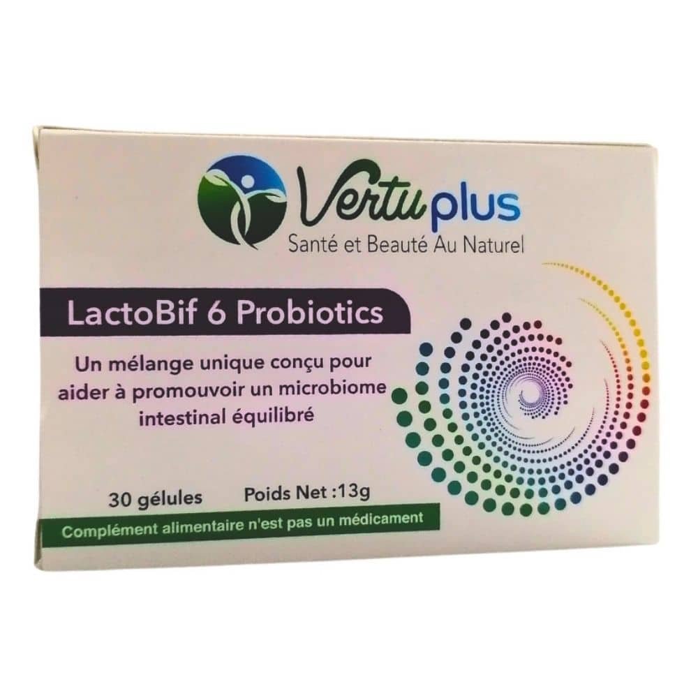 vertuplus – lactobif 6 probiotiques microbiome intestinale equilibre – 30 gelules