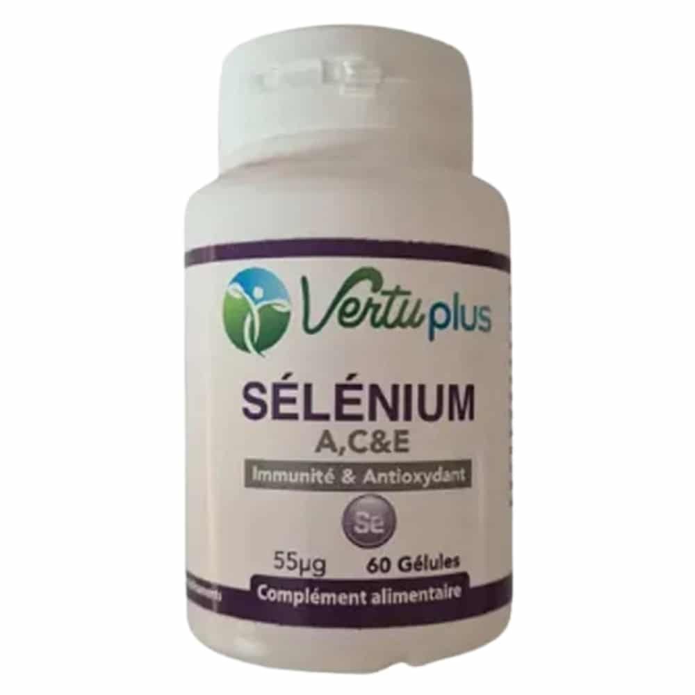 vertuplus – selenium a, c et e immunite et antioxydant 55ug – 60 gelules
